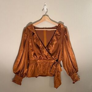 Elegant Bronze Wrap Top